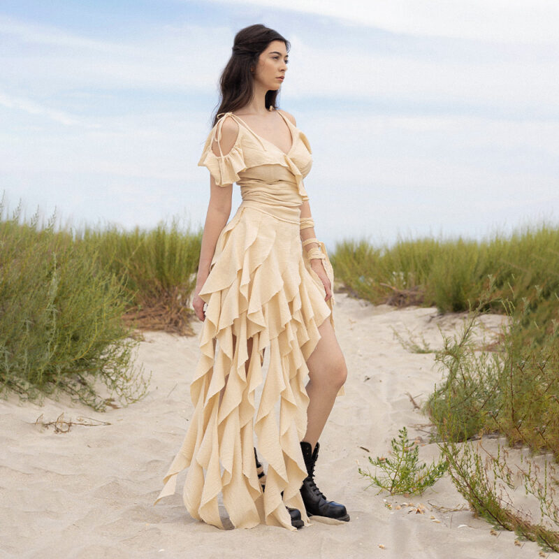 Ruffled Canvas Skirt