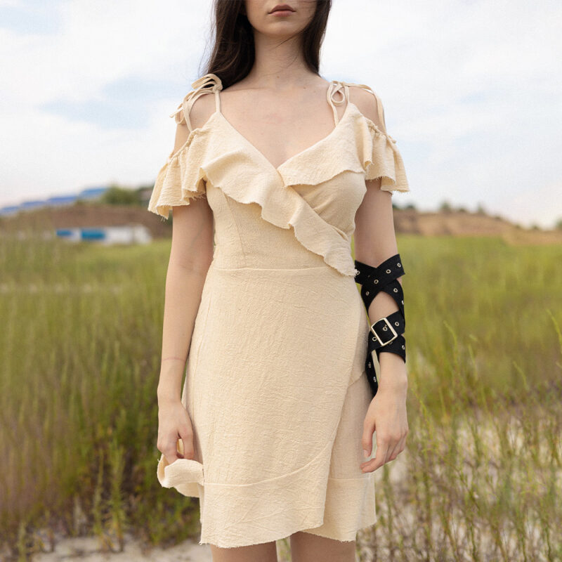 Short Canvas Ruffle Dress